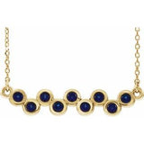 14K Yellow Lab-Grown Blue Sapphire Bezel Set Bar 16-18" Necklace