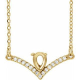14K Yellow 6x4 mm Pear .06 CTW Natural Diamond Semi-Set V 16" Necklace