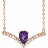 14K Rose Natural Amethyst &amp; .06 CTW Natural Diamond 18" Necklace