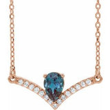 14K Rose Lab-Grown Alexandrite &amp; .06 CTW Natural Diamond 18" Necklace