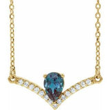 14K Yellow Lab-Grown Alexandrite &amp; .06 CTW Natural Diamond 16" Necklace