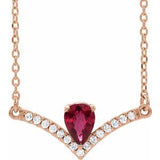 14K Rose Natural Ruby &amp; .06 CTW Natural Diamond 18" Necklace