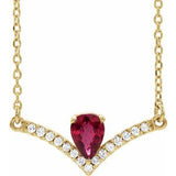 14K Yellow Natural Ruby &amp; .06 CTW Natural Diamond 18" Necklace