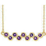 14K Yellow Natural Amethyst Bezel Set Bar 16-18" Necklace