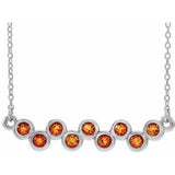 14K White Natural Citrine Bezel Set Bar 16-18" Necklace