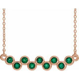14K Rose Lab-Grown Emerald Bezel Set Bar 16-18" Necklace