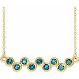 14K Yellow Natural Aquamarine Bezel Set Bar 16-18" Necklace