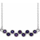 Sterling Silver Natural Alexandrite Bezel-Set Bar 16-18" Necklace