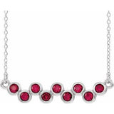 Platinum Natural Ruby Bezel Set Bar 16-18" Necklace