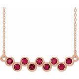 14K Rose Lab-Grown Ruby Bezel Set Bar 16-18" Necklace