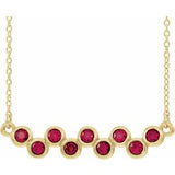 14K Yellow Lab-Grown Ruby Bezel-Set Bar 16-18" Necklace