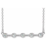 Platinum 1/6 CTW Natural Diamond Bezel Set Bar 16" Necklace