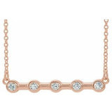 14K Rose 1/6 CTW Natural Diamond Bezel Set Bar 16" Necklace