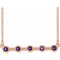 14K Rose Natural Amethyst Bezel Set Bar 16