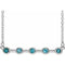 14K White Natural Blue Zircon Bezel Set Bar 16