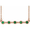 14K Rose Lab-Grown Emerald Bezel Set Bar 16