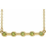 14K Yellow Natural Peridot Bezel Set Bar 16" Necklace
