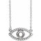 Sterling Silver 3.5 mm Round Natural White Sapphire Semi-Set Evil Eye 16