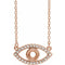 14K Rose 3.5 mm Round Natural White Sapphire Semi-Set Evil Eye 16
