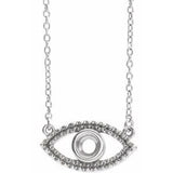 14K White Accented Evil Eye 18" Necklace Mounting