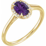 14K Yellow 7x5 mm Natural Amethyst &amp; .03 CTW Natural Diamond Ring