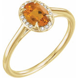 14K Yellow 7x5 mm Natural Citrine &amp; .03 CTW Natural Diamond Ring