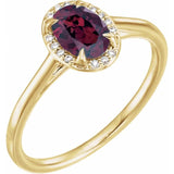 14K Yellow 7x5 mm Natural Rhodolite Garnet &amp; .03 CTW Natural Diamond Ring