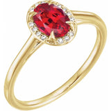 14K Yellow 7x5 mm Lab-Grown Ruby &amp; .03 CTW Natural Diamond Ring