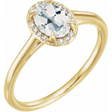 14K Yellow 7x5 mm Natural White Topaz &amp; .03 CTW Natural Diamond Ring