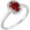 14K White 8x6 mm Natural Mozambique Garnet & .04 CTW Natural Diamond Ring