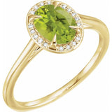 14K Yellow 8x6 mm Natural Peridot &amp; .04 CTW Natural Diamond Ring