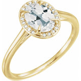 14K Yellow 8x6 mm Oval White Topaz &amp; .05 CTW Diamond Ring