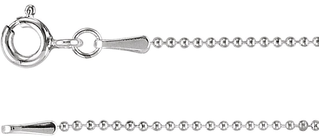 Sterling Silver 1mm Hollow Bead 20" Chain