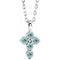 Sterling Silver Natural Aquamarine Cross 16-18