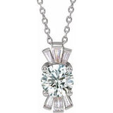 Platinum Natural White Sapphire &amp; 1/6 CTW Natural Diamond 16-18" Necklace