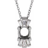 Sterling Silver 6 mm Round 1/6 CTW Natural Diamond Semi-Set 16-18" Necklace