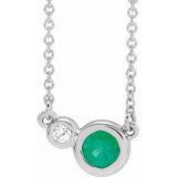 Sterling Silver Natural Emerald &amp; .02 CTW Natural Diamond 16" Necklace