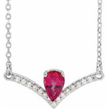 Platinum Lab-Grown Ruby &amp; .06 CTW Natural Diamond 18" Necklace