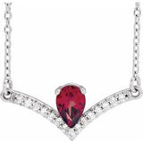 Sterling Silver Natural Mozambique Garnet &amp; .06 CTW Natural Diamond 18" Necklace