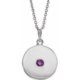 Platinum Natural Amethyst Disc 16-18" Necklace