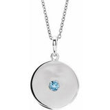 Platinum Natural Aquamarine Disc 16-18" Necklace