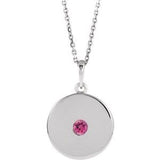 Platinum Natural Pink Tourmaline Disc 16-18" Necklace