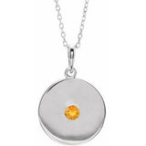 Platinum Natural Citrine Disc 16-18" Necklace