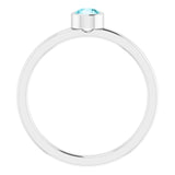 14K White Gold 4mm Natural Blue Zircon Ring