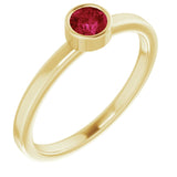 14K Yellow 4mm Natural Ruby Ring