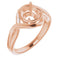 10K Rose 7mm Round Ring Mounting