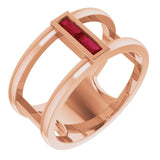 14K Rose Natural Ruby Negative Space Ring