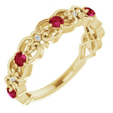 14K Yellow Natural Ruby &amp; .02 CTW Natural Diamond Scroll Ring