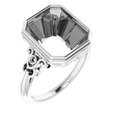 Palladium 12x10 mm Emerald Ring Mounting