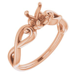 18K Rose 6mm Round Ring Mounting